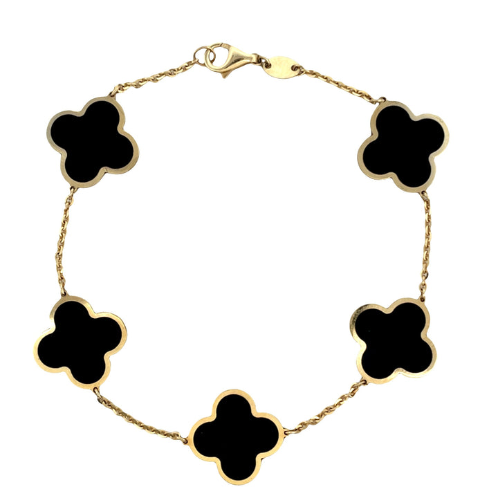 14K Onyx Clover Bracelet