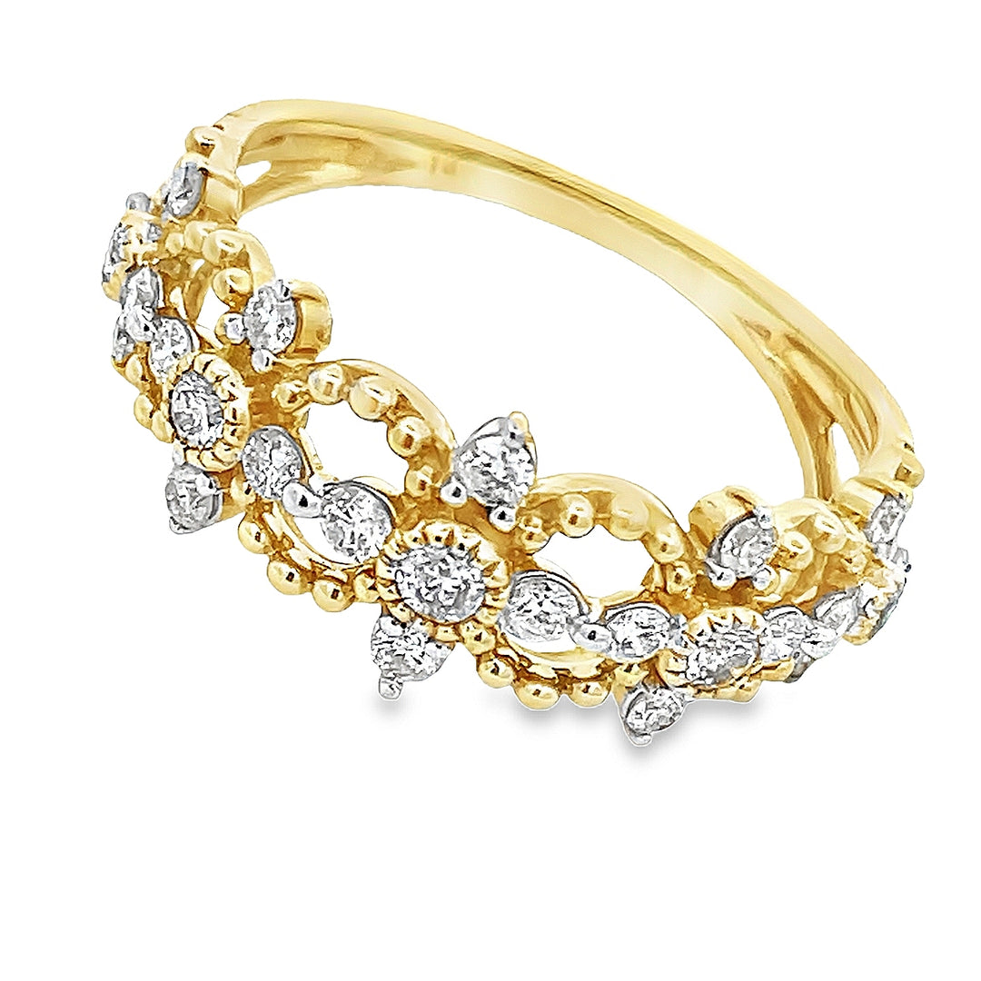 14K Intricate Flower Shape Ring