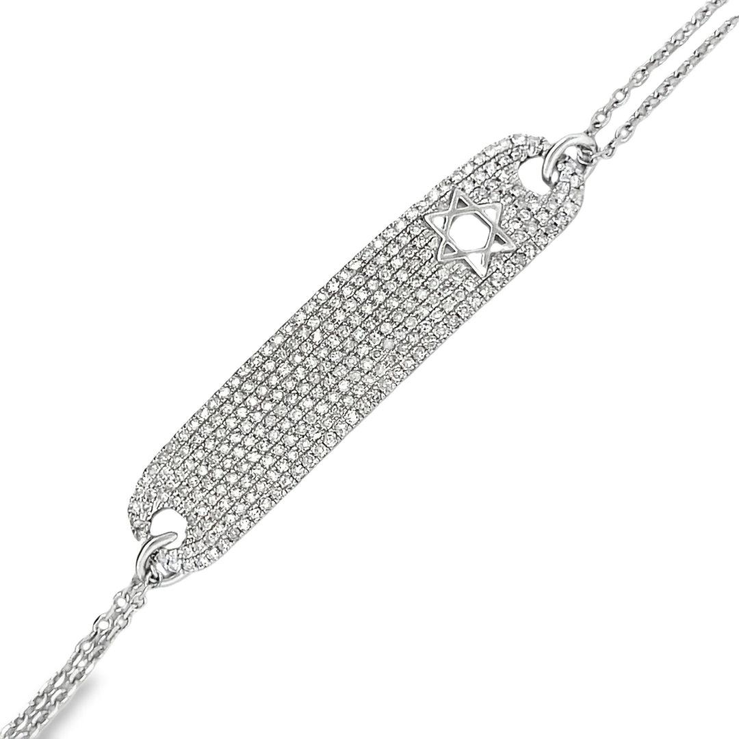 14K Diamond Star of David Bar Bracelet