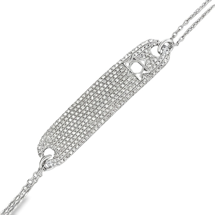 14K Diamond Star of David Bar Bracelet