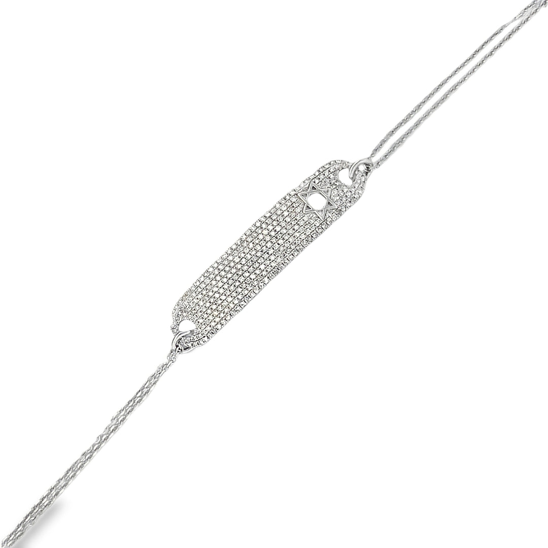14K Diamond Star of David Bar Bracelet