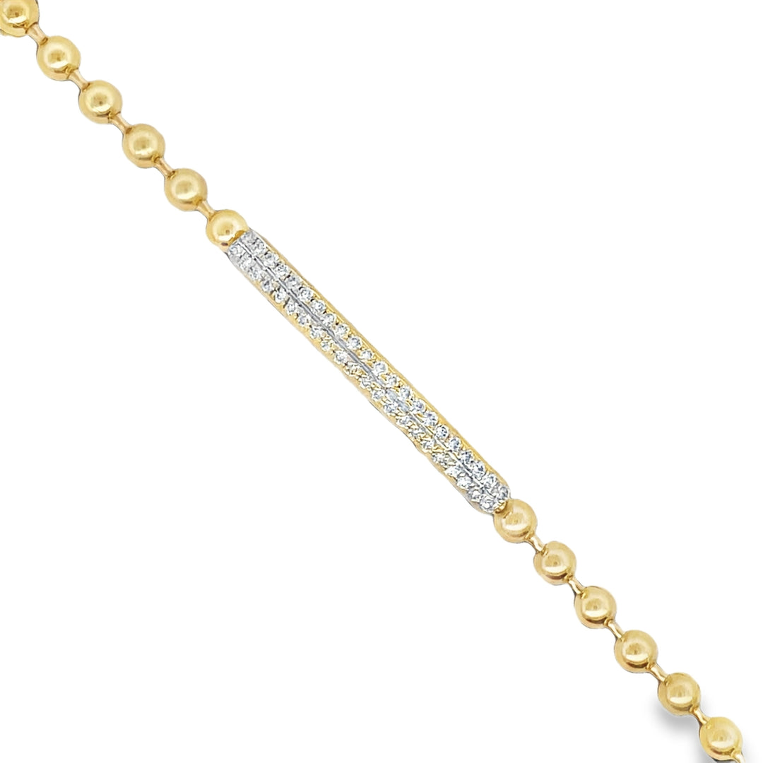 14K Beaded Diamond Bar Bracelet