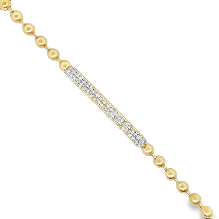 14K Beaded Diamond Bar Bracelet