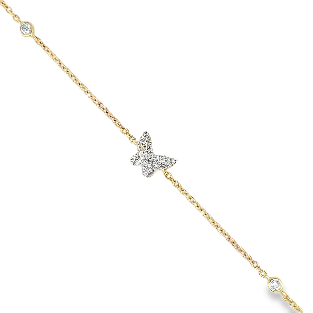 14K Diamond Butterfly Bezel Bracelet