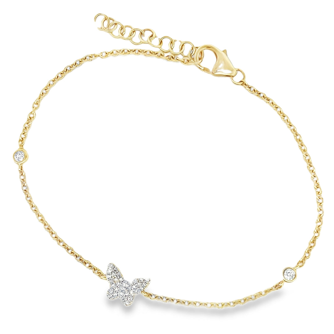 14K Diamond Butterfly Bezel Bracelet