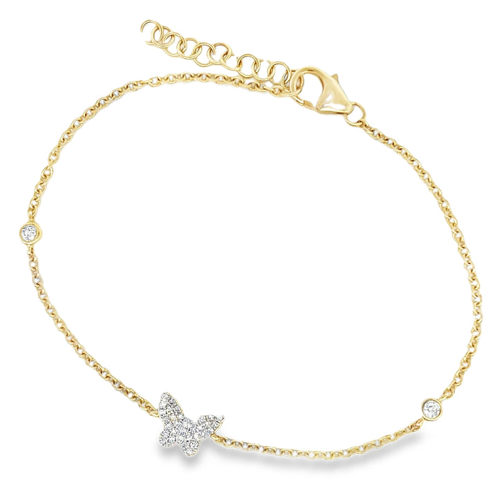 14K Diamond Butterfly Bezel Bracelet