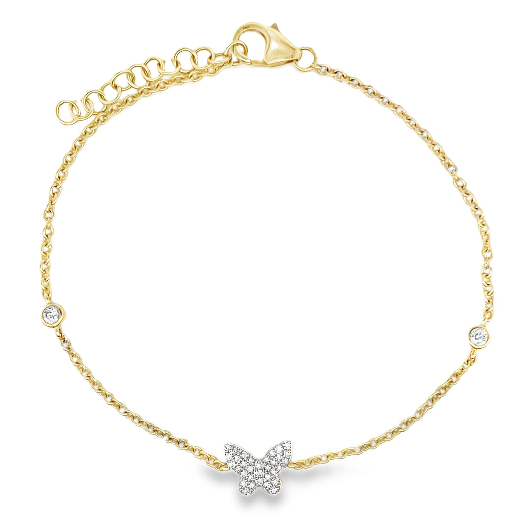 14K Diamond Butterfly Bezel Bracelet
