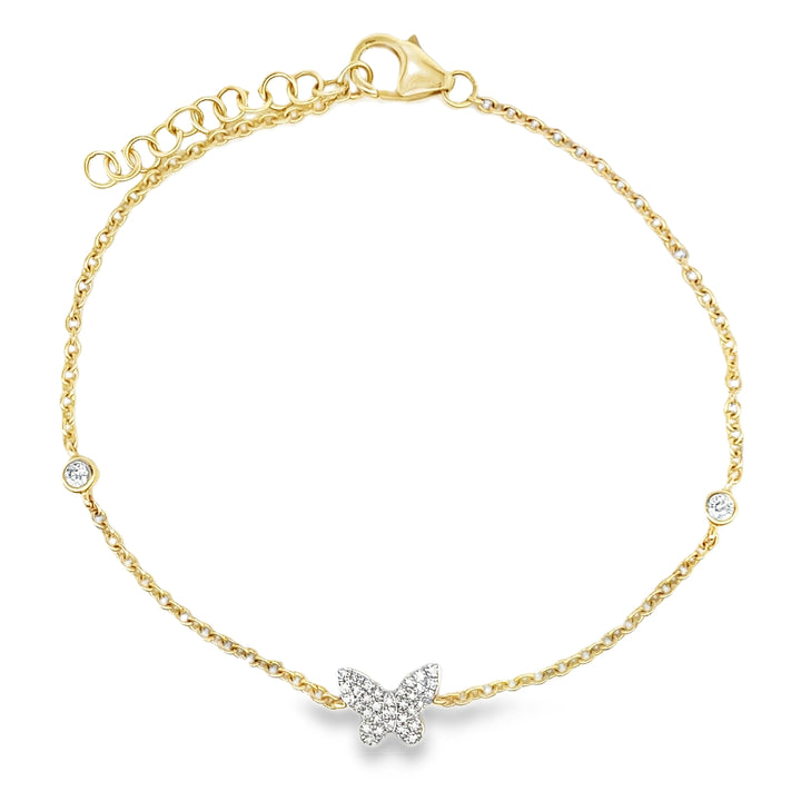 14K Diamond Butterfly Bezel Bracelet