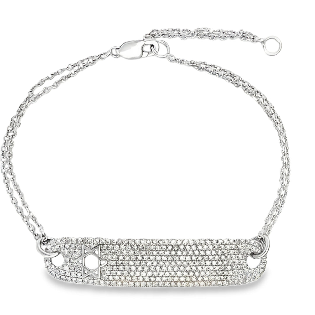 14K Diamond Star of David Bar Bracelet