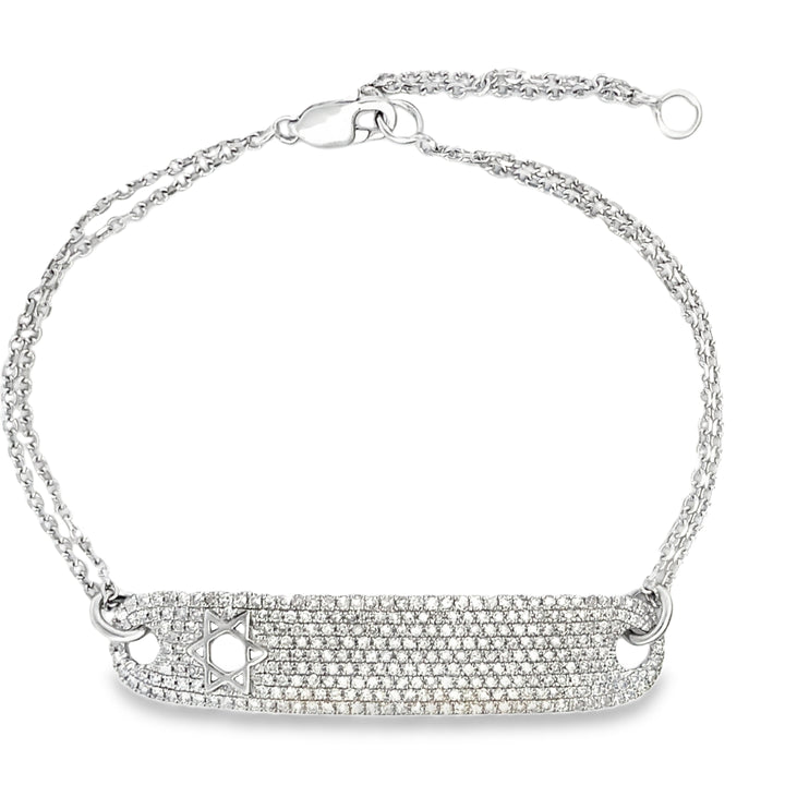 14K Diamond Star of David Bar Bracelet