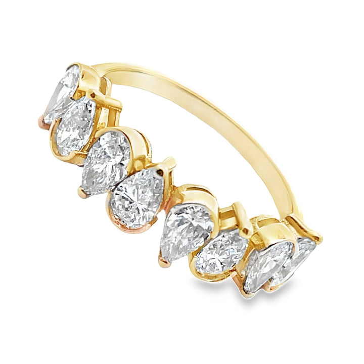 14K Lab Diamond Pear Shaped Band Ring