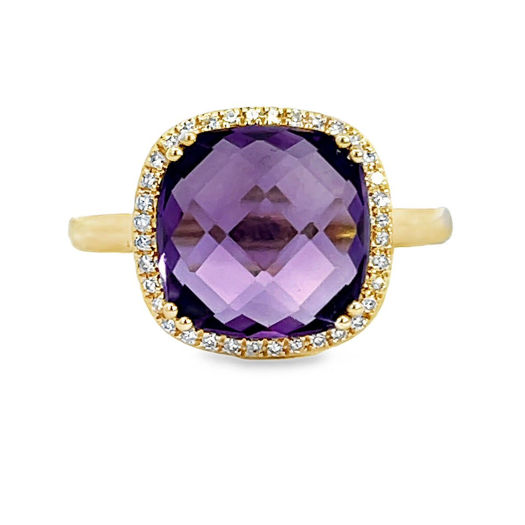 14K Amethyst Cushion Cut Ring