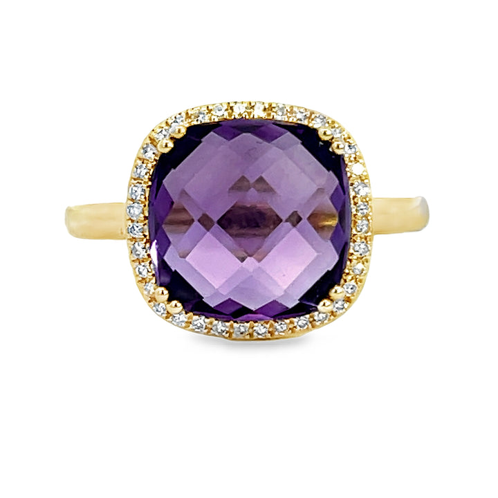 14K Amethyst Cushion Cut Ring