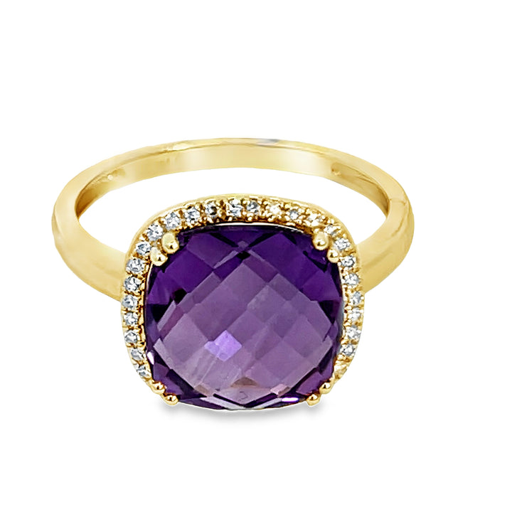 14K Amethyst Cushion Cut Ring