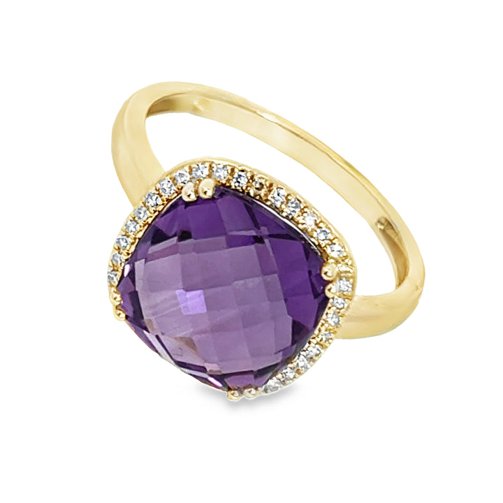 14K Amethyst Cushion Cut Ring