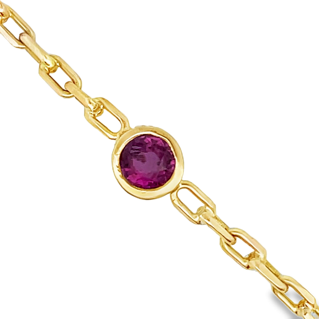 14k Ruby Mini Link Bracelet