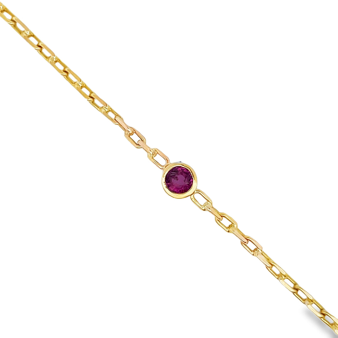 14k Ruby Mini Link Bracelet