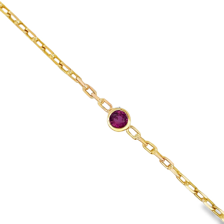 14k Ruby Mini Link Bracelet