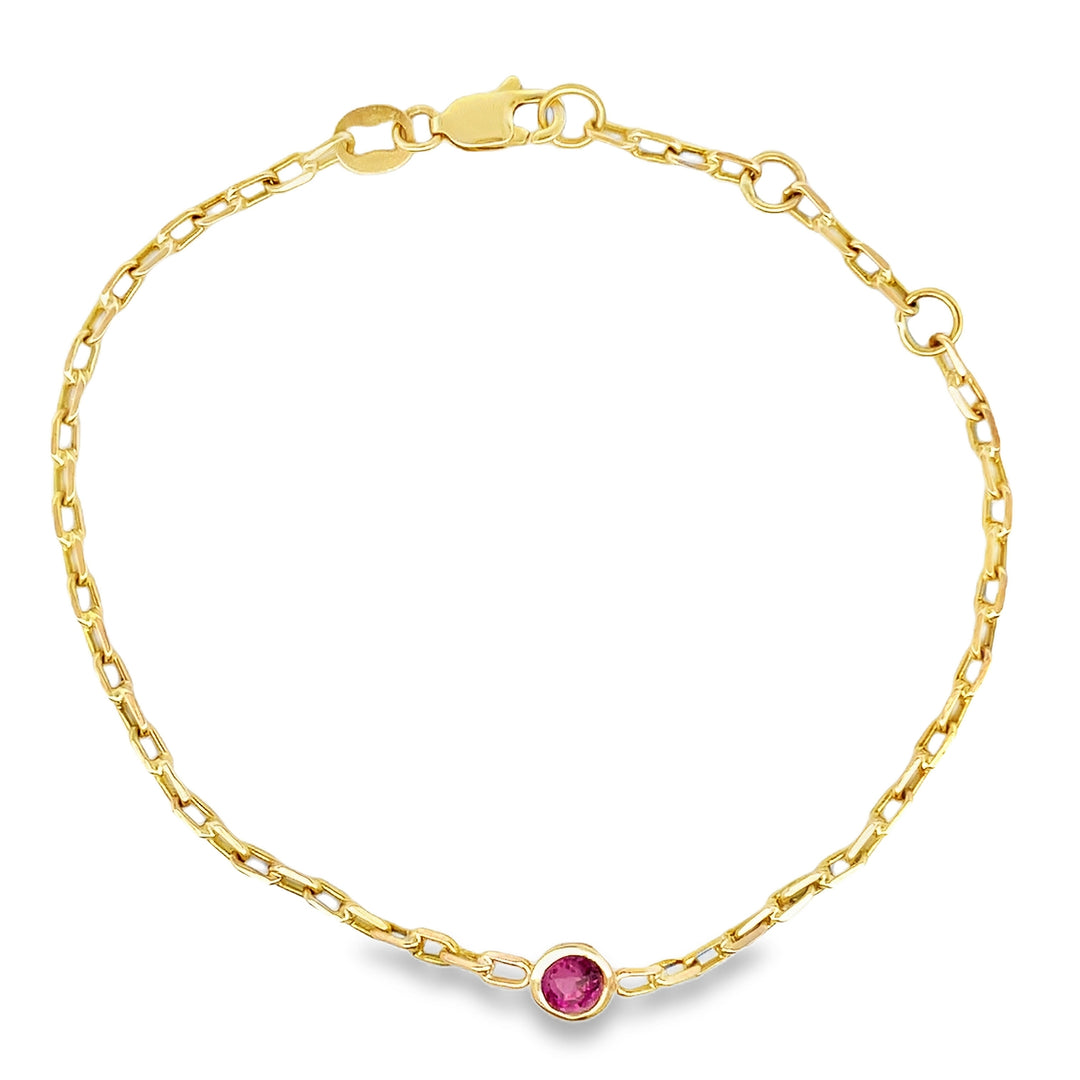 14k Ruby Mini Link Bracelet