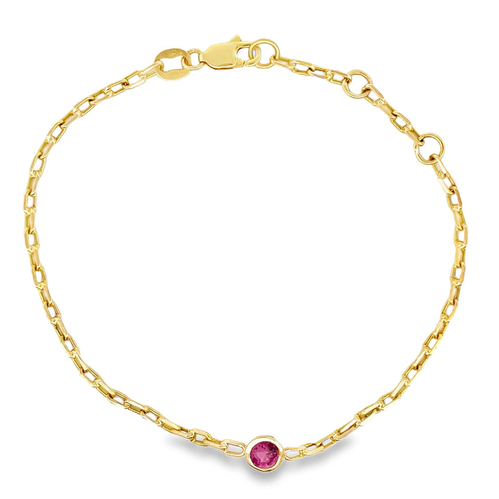 14k Ruby Mini Link Bracelet