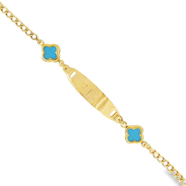 Four Leaf Turquoise Bar Bracelet (Kids)