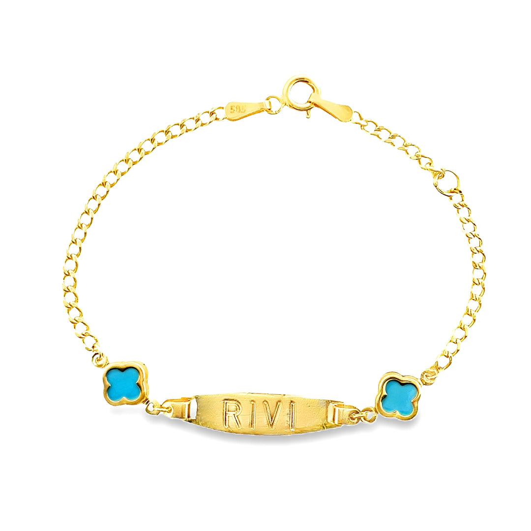 Four Leaf Turquoise Bar Bracelet (Kids)