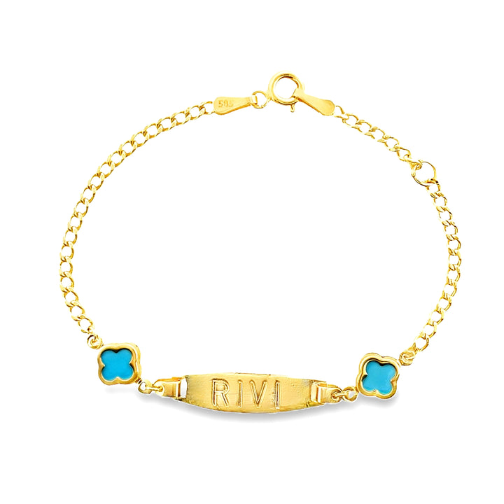 Four Leaf Turquoise Bar Bracelet (Kids)