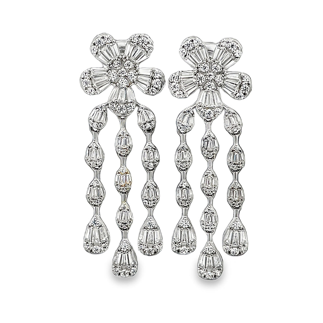 Floral Pear Shaped Drop Earrings