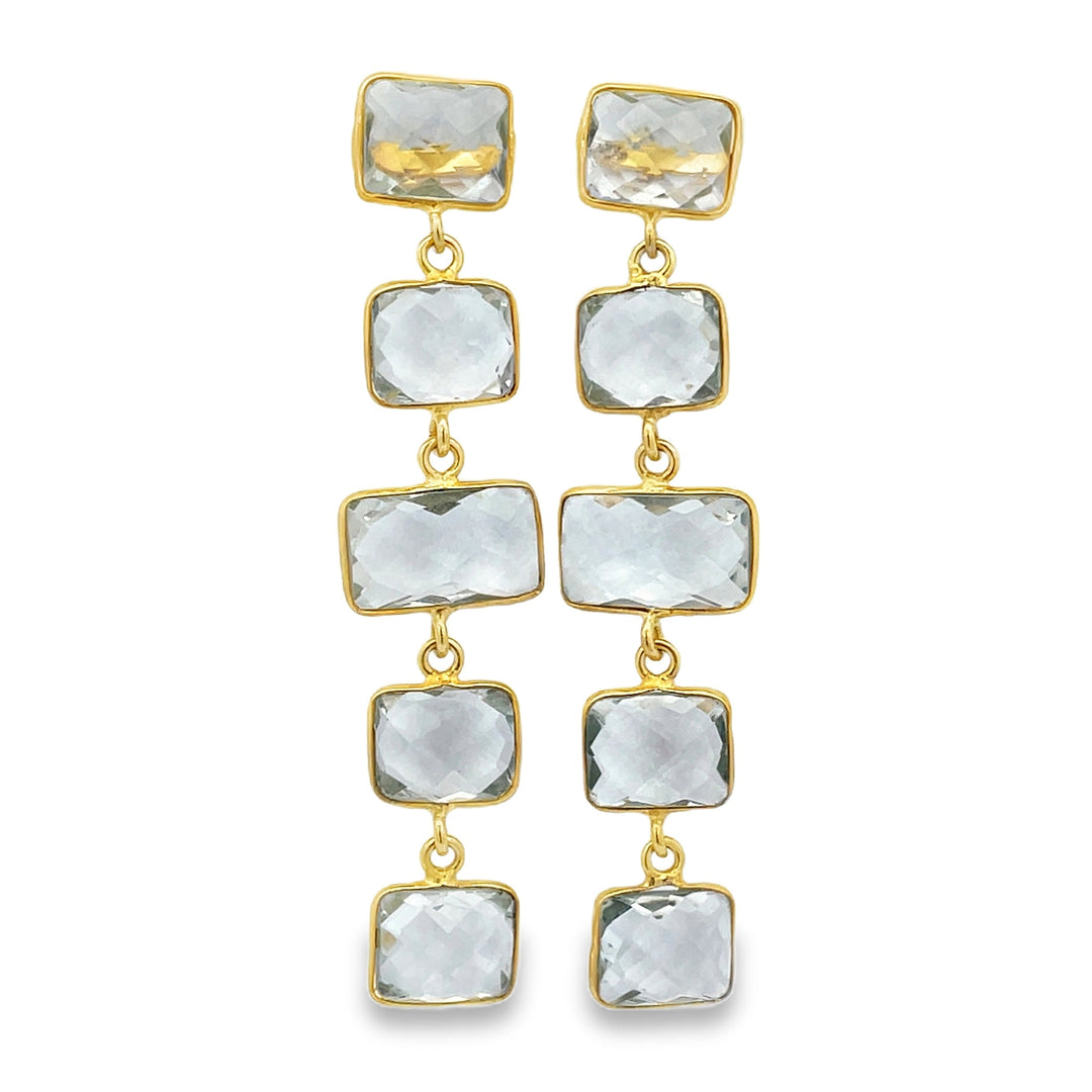 Rectangular Shape Bezel Set Drop Earrings