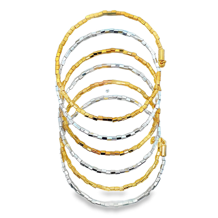 Two Tone Bead Wrap Bracelet Gold