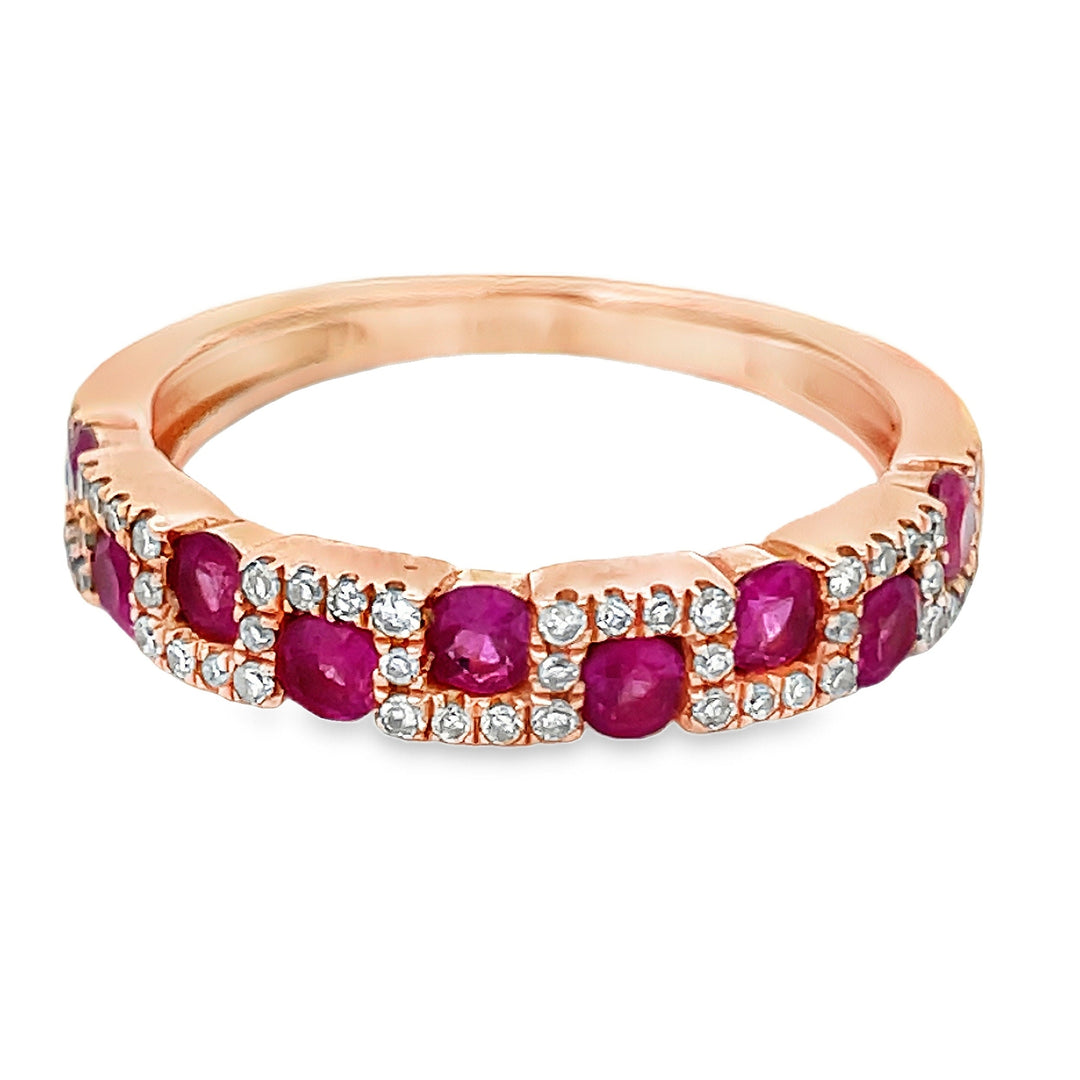 14K Gold Diamond & Ruby Elegant Band Ring