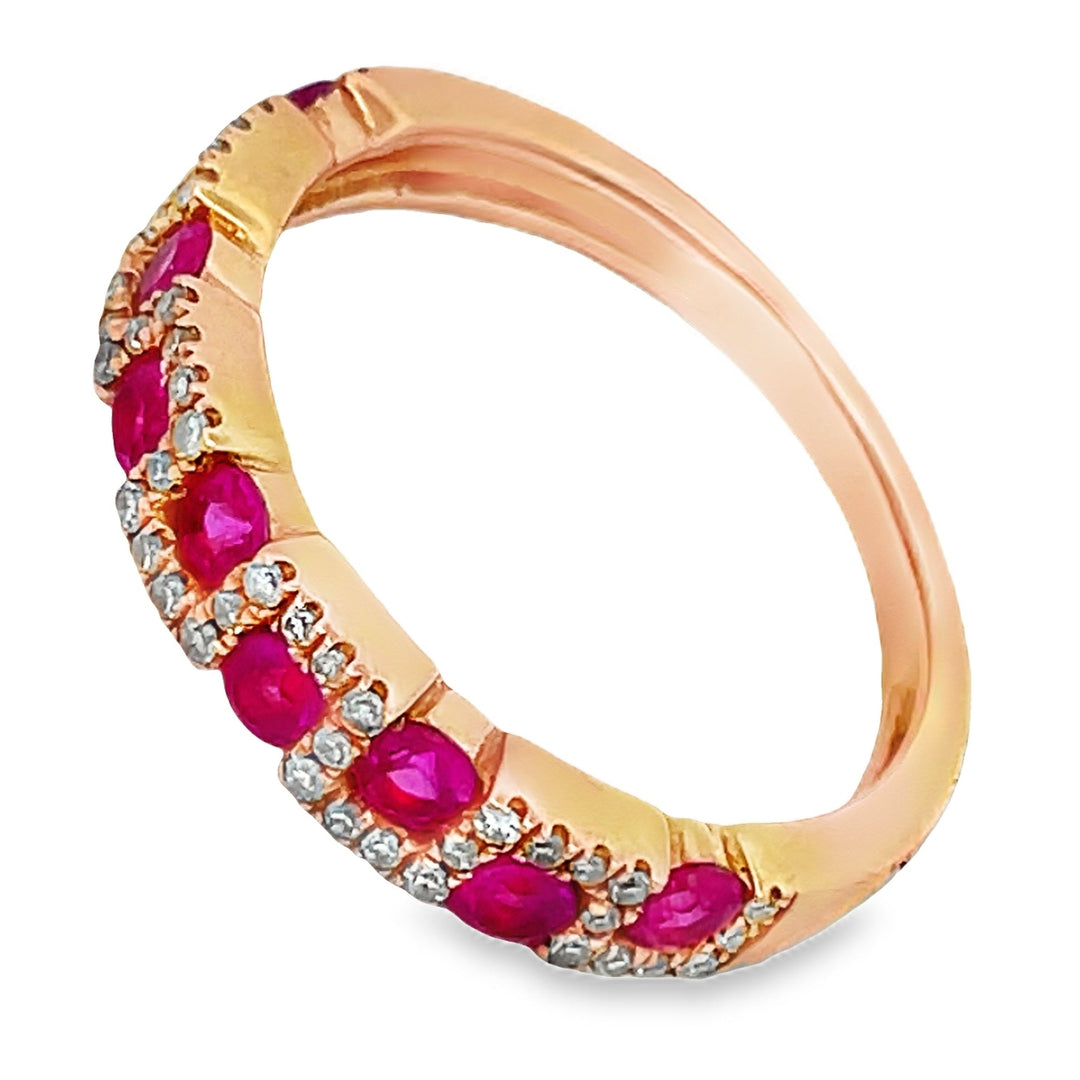 14K Gold Diamond & Ruby Elegant Band Ring