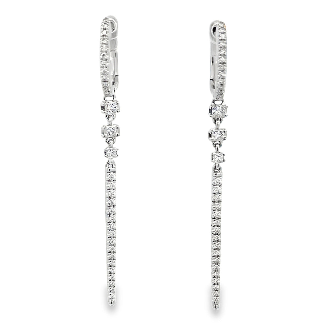 Diamond Linear Huggie Earrings
