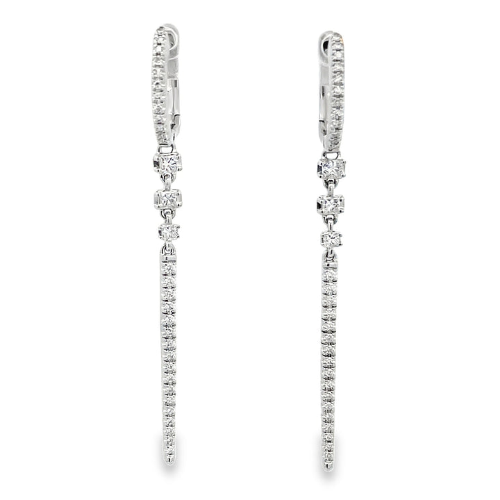 Diamond Linear Huggie Earrings