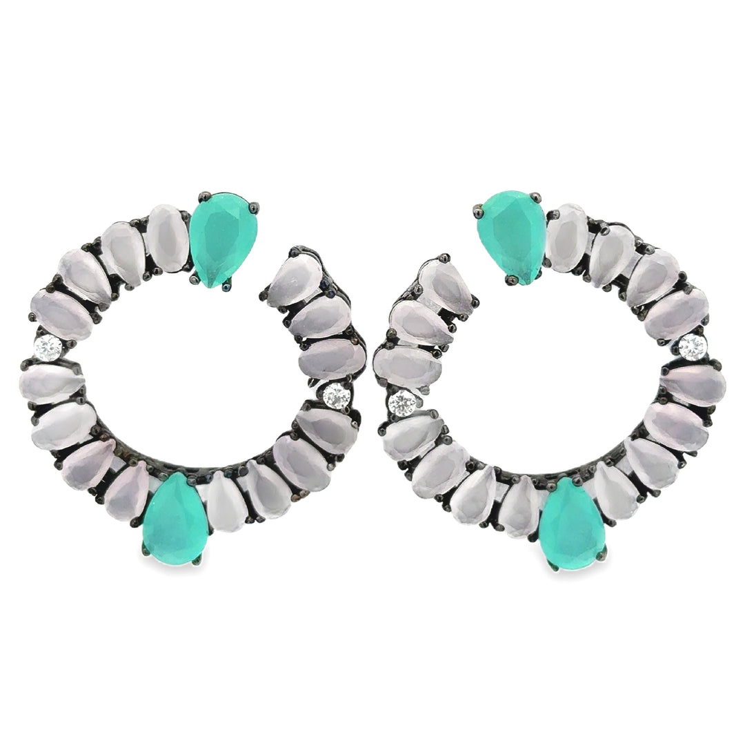 Rose Quartz and Chalcedony Earrings