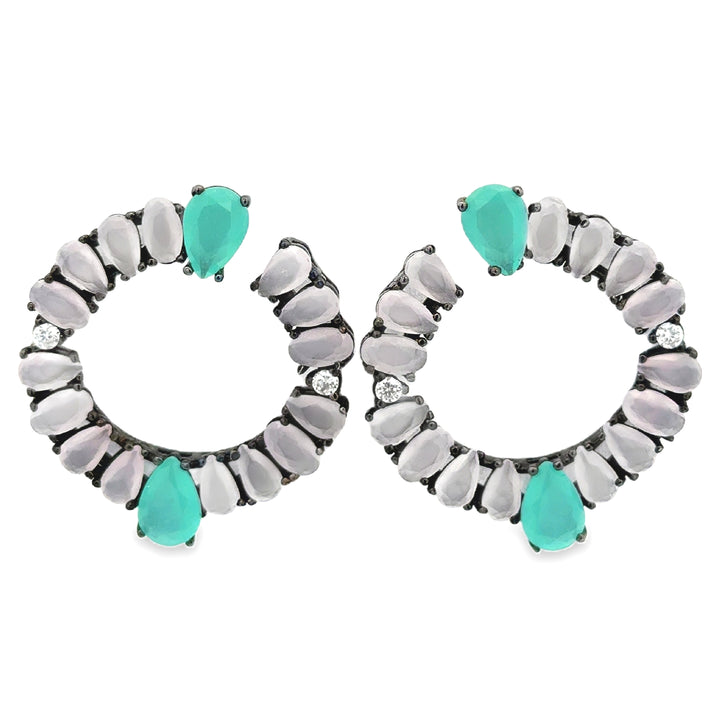 Rose Quartz and Chalcedony Earrings