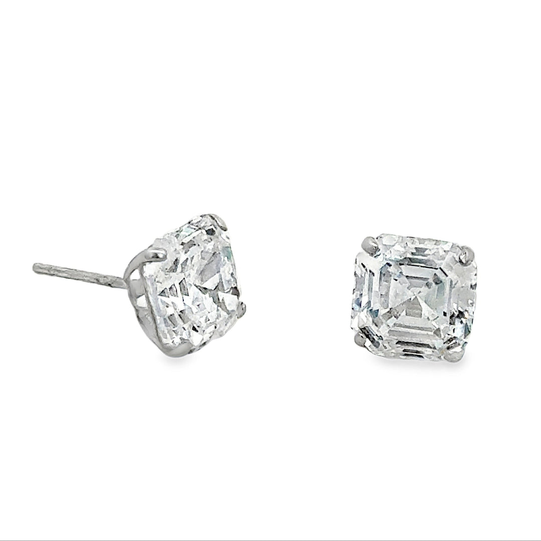 14K White Gold Classic Square Studs