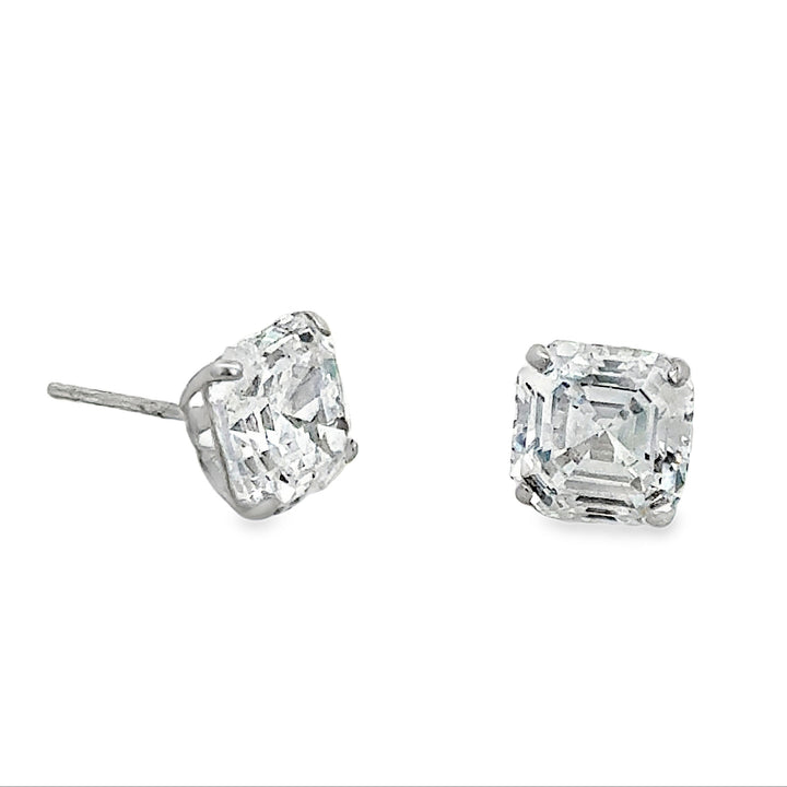 14K White Gold Classic Square Studs