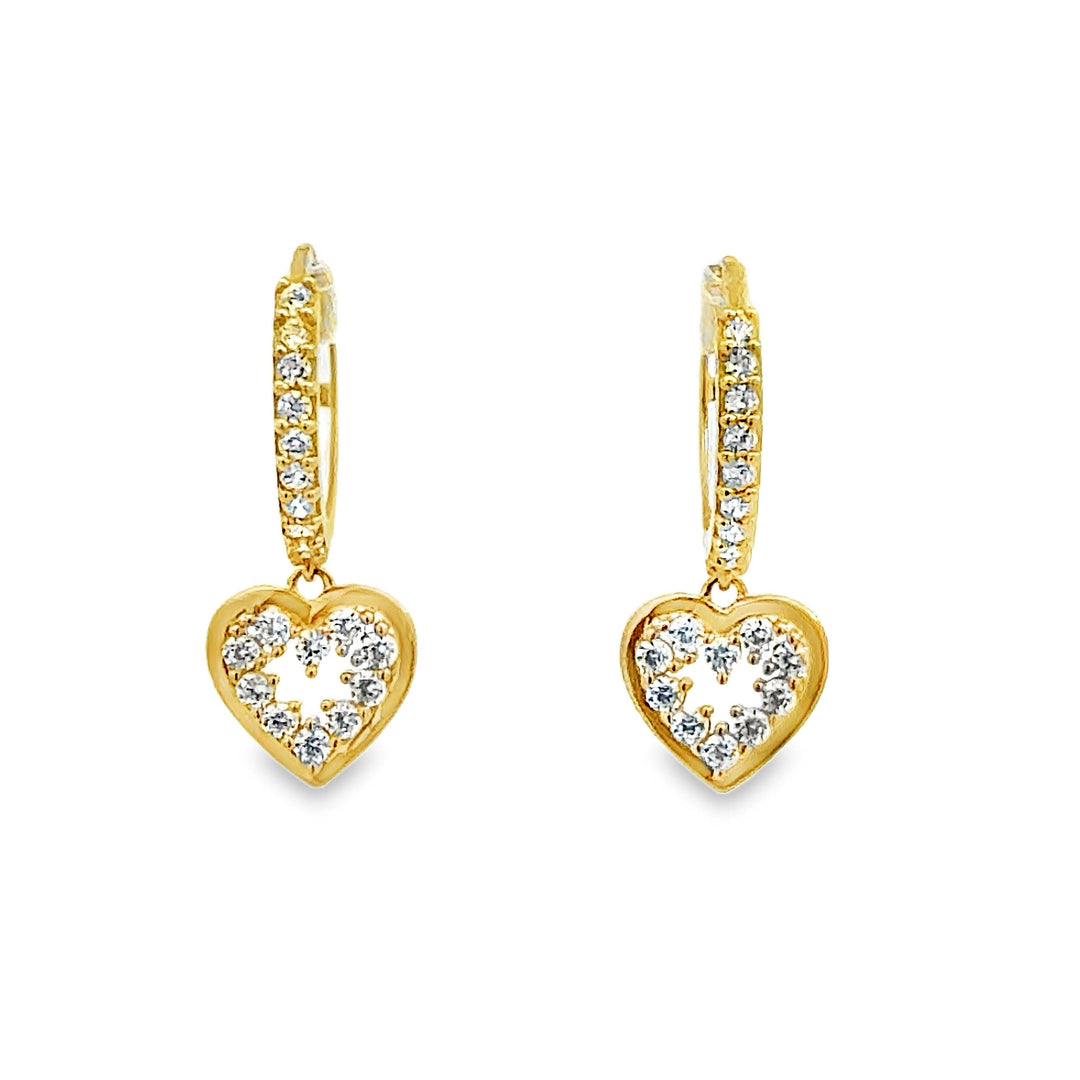 14K Gold Dangling Heart Huggie