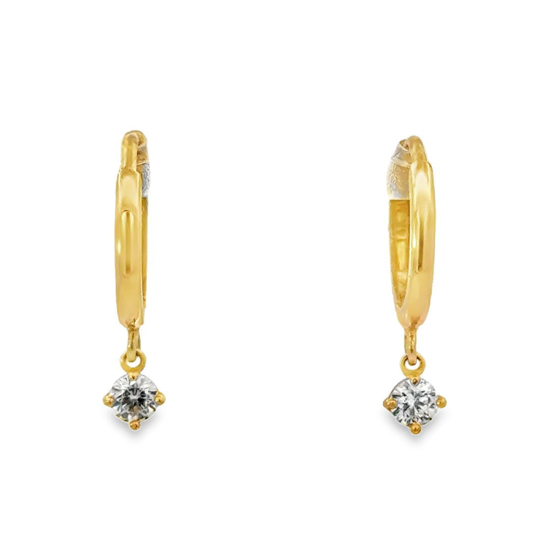 14K Miniature Drop Huggie