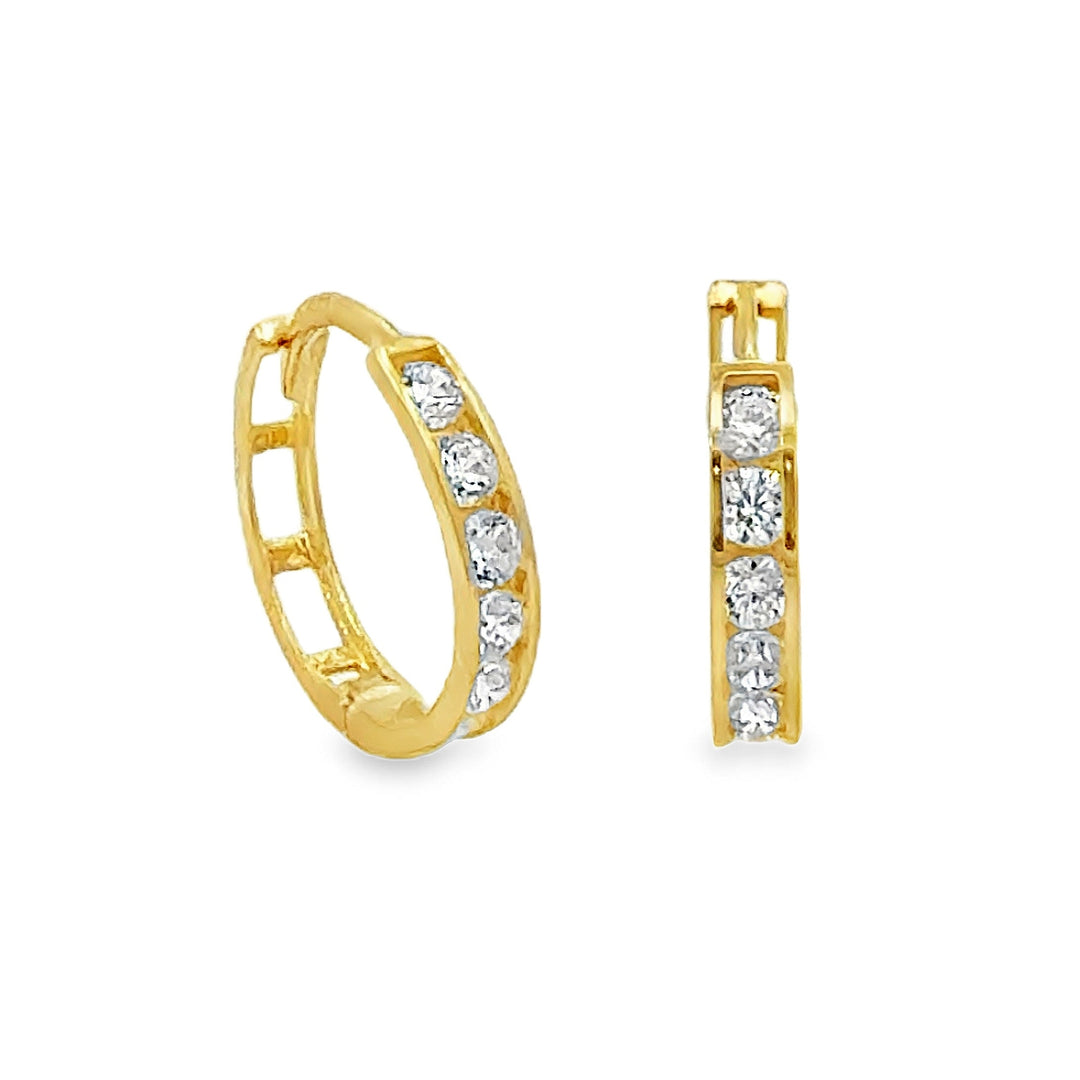 14K Princess Cut Mini Huggies (Kids)