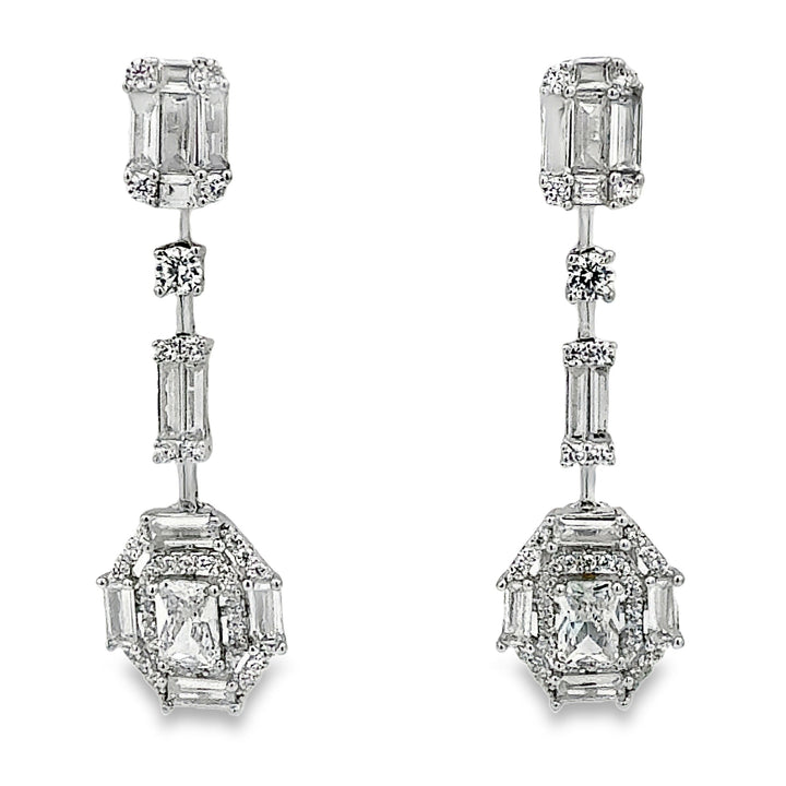 Elegant Baguette Drop Earrings