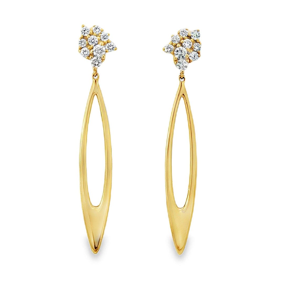 Oval Dangle Diamond Cluster Earrings