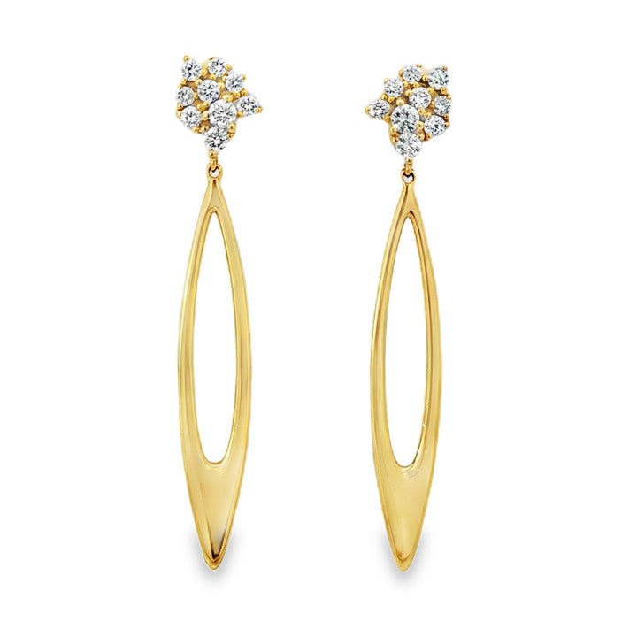 Oval Dangle Diamond Cluster Earrings