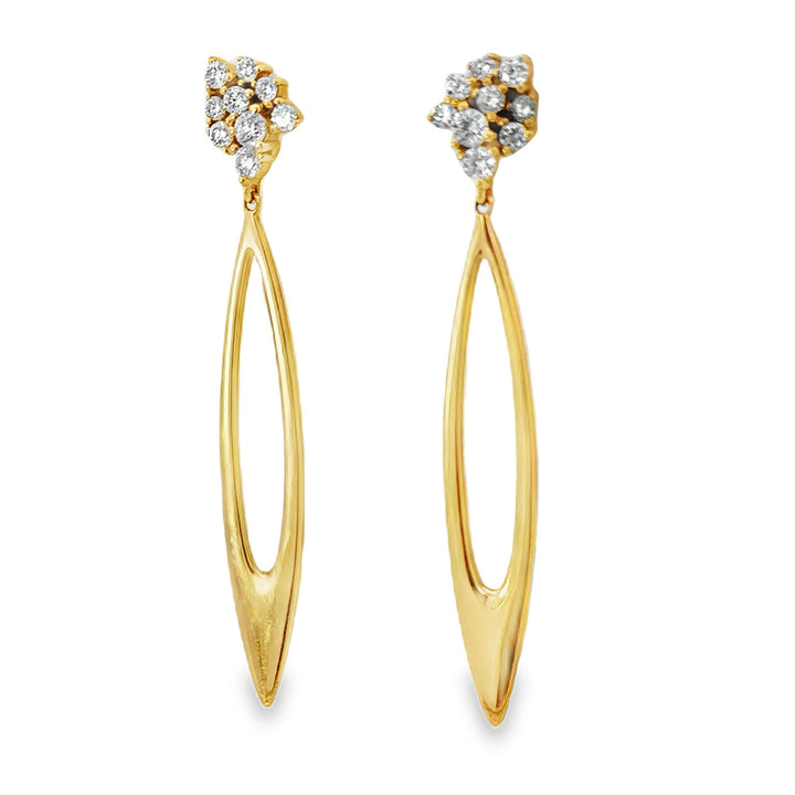 Oval Dangle Diamond Cluster Earrings
