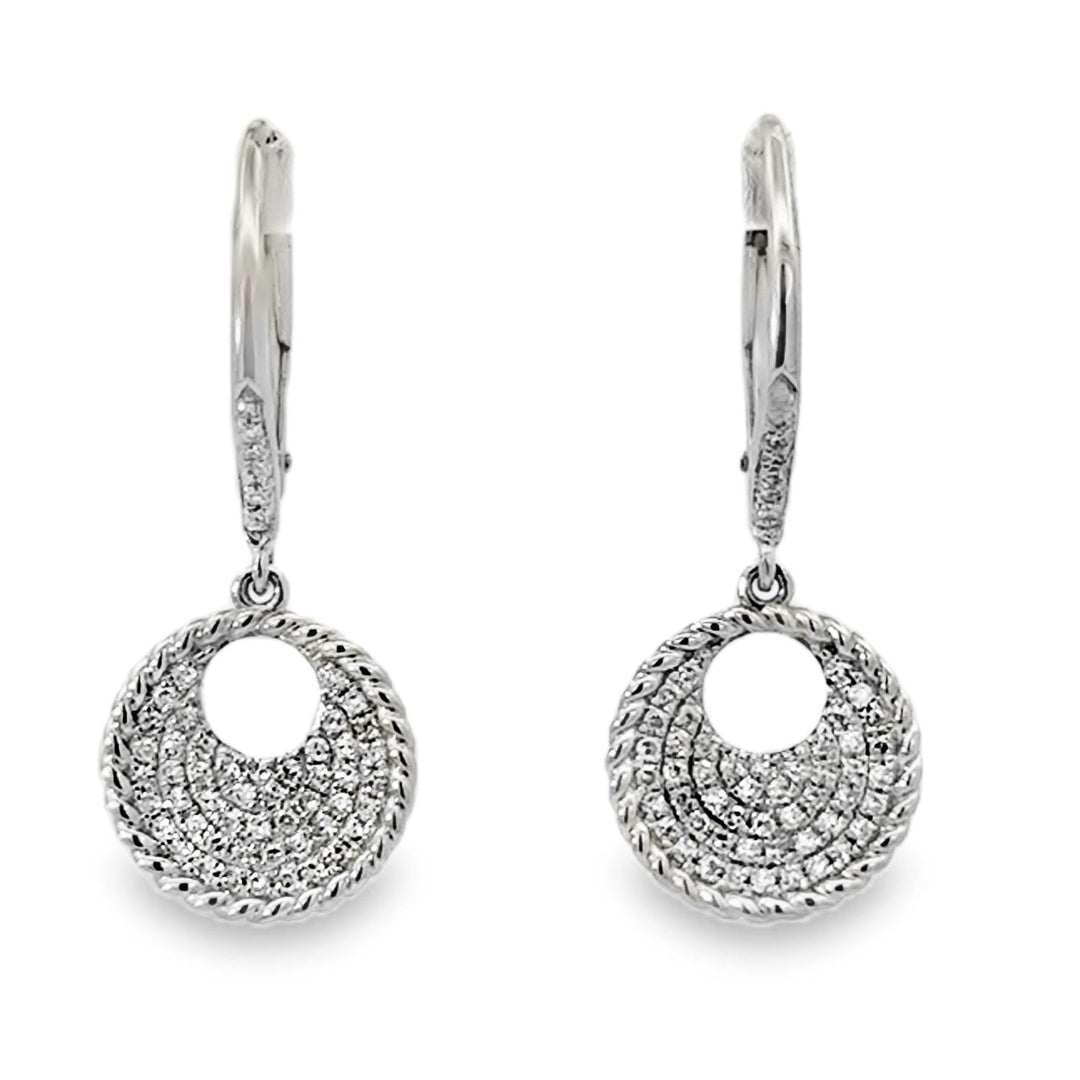 14K Pave Diamond Disc Earrings