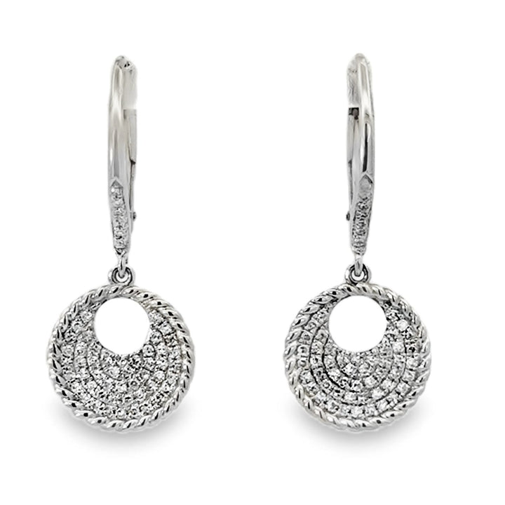 14K Pave Diamond Disc Earrings
