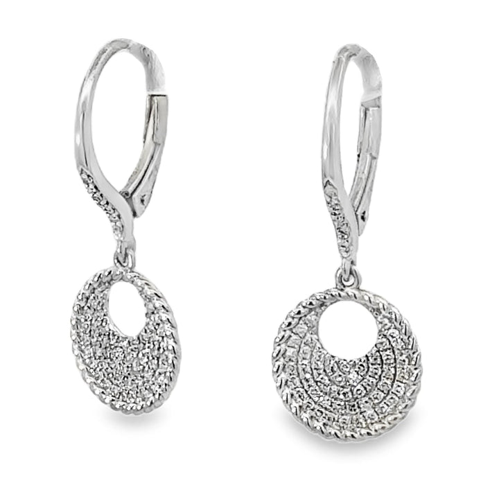 14K Pave Diamond Disc Earrings