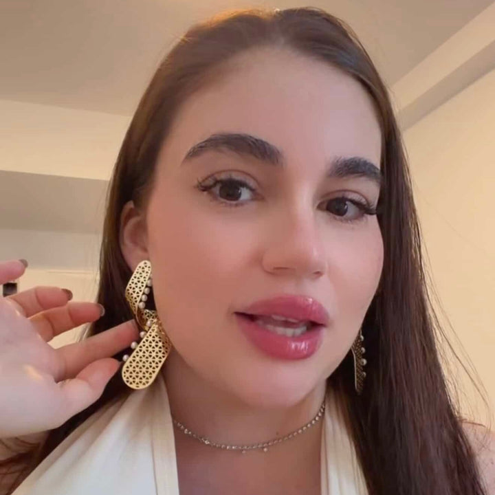 Wave & Pearl Drop Statement Earrings