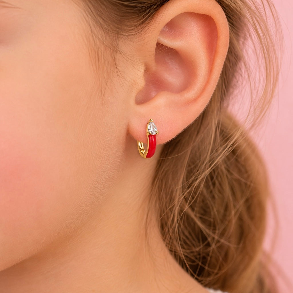 Red Enamel Huggie
